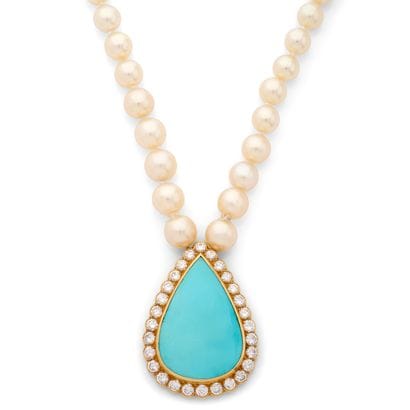 COLLIER
présentant une turquoise poire dans...
