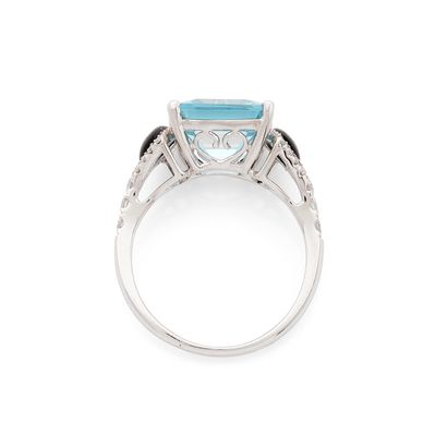 BAGUE
retenant en son centre une aigue-marine...