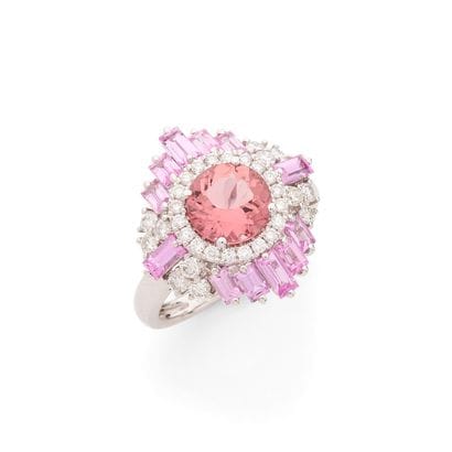 BAGUE 
retenant une tourmaline ronde de 1.60...