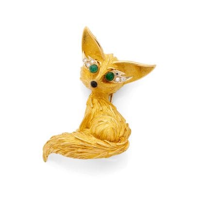 BROCHE 
présentant un motif de renard ponctué...