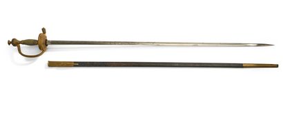 EPEE D'OFFICIER prussien. 
Monture en laiton...
