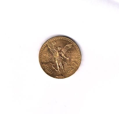 MEXICO
1 piece 50 pesos gold 
Weight : 41.67g

Reduced...