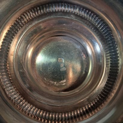 925° silver CUP OF MARY on gadrooned pedestal.
Weight:...