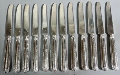 TWELVE 925° forged silver dessert knives...
