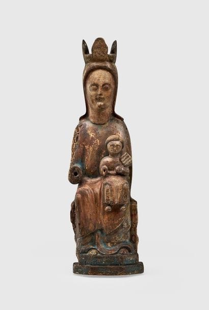 VIRGIN AND CHILD
carved wood applique and...