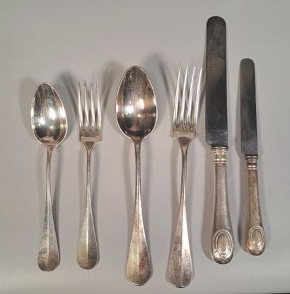 MENAGERE in silver-plated metal, the spatula...