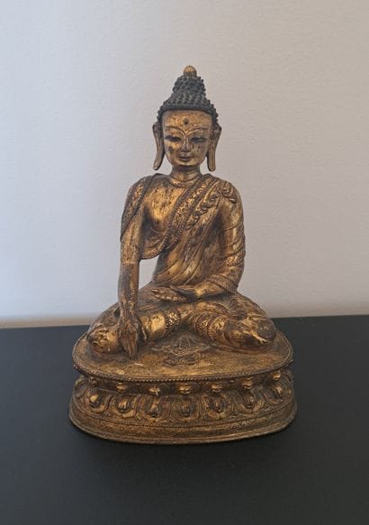 TIBET, 20th century, 
Gilded bronze Buddha...