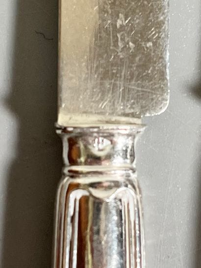 TWELVE 925° forged silver dessert knives...