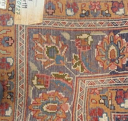 Handmade wool MASHHAD CARPET in blue and...
