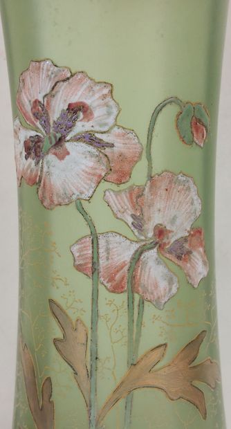 LARGE glass VASE with enamelled decoration...