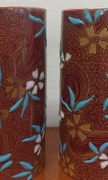 GIEN

Pair of Gien earthenware scroll vases...