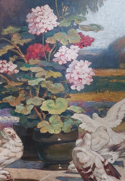Victor LHOMME (1870-1957)

Geranium and doves...