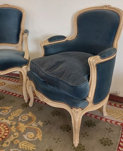 Shepherd's chair and armchair in moulded...