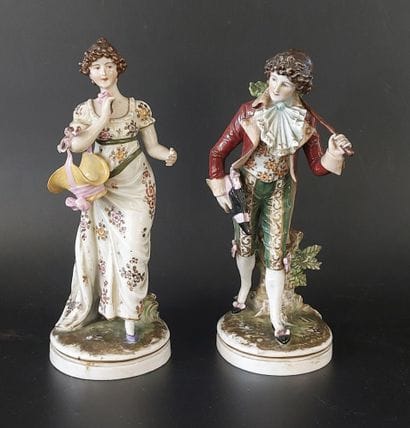 PAIR OF German porcelain SUBJECTS 

H: 22.5...