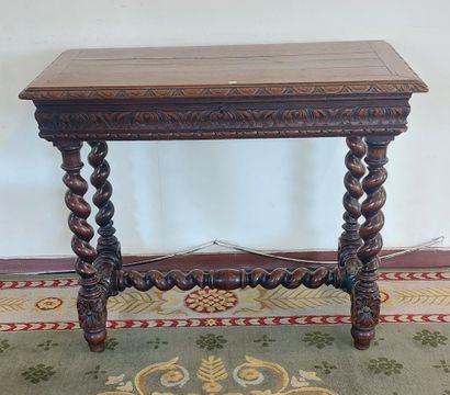 SMALL DESKTOP in carved oak with twisted...