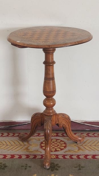 TRIPOD HANDLEBAR in natural wood with chessboard...