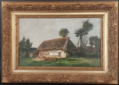 19th century French school 

Thatched cottage...
