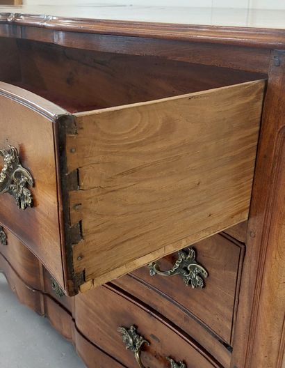 WALNUT COMMODE with curved front opening...