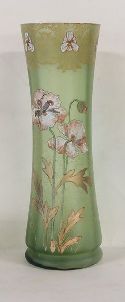 LARGE glass VASE with enamelled decoration...