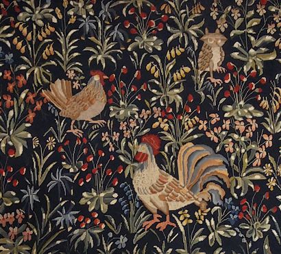 Small-stitch tapestry with animal motifs...
