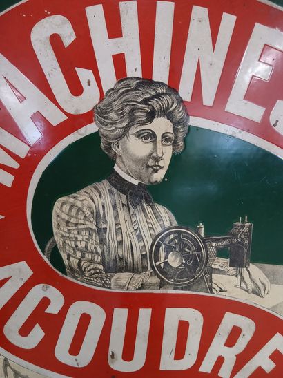 LARGE ENAMELLED PLATE in sheet metal 

Singer...