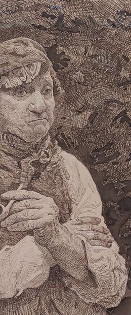 Alexandre BRUN (1854-c.1941) 

Man with pipe

Ink...
