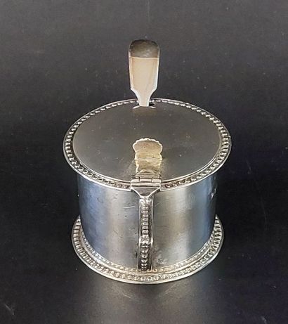 MOUTARDIER en argent anglais, sa petite cuillère...