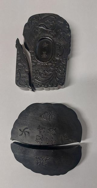 China, 20th century,

Two inkstones, one...