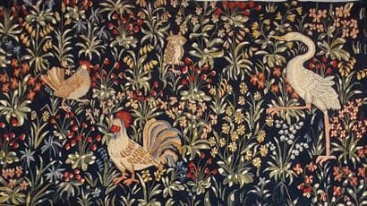 Small-stitch tapestry with animal motifs...