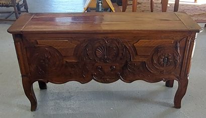 MAIE in walnut opening with a flap, front...