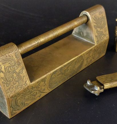 South China, circa 1920, 

Two gilded copper...