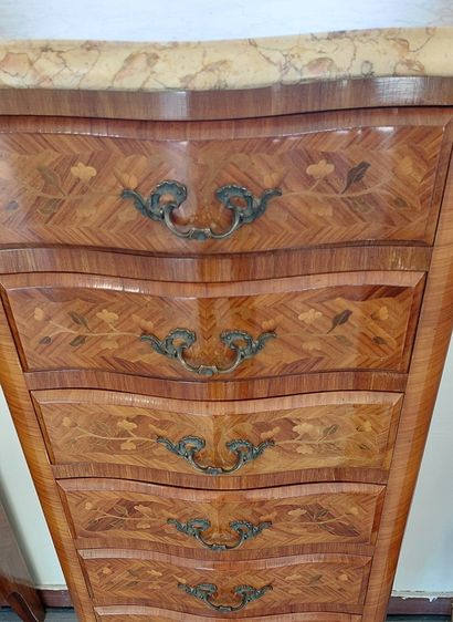 SEMAINIER with slightly curved front in marquetry...