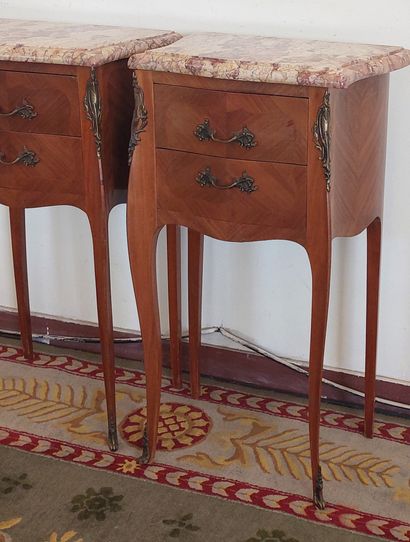 PAIR OF CHEVETS in veneered wood opening...