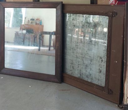 WOODEN MIRROR, brown painted wood frame 

19th...