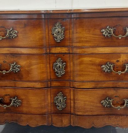 WALNUT COMMODE with curved front opening...