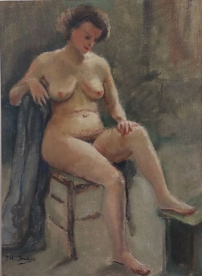 T.H. JONDON

Seated nude

Oil on canvas mounted...