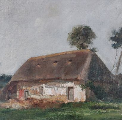 19th century French school 

Thatched cottage...