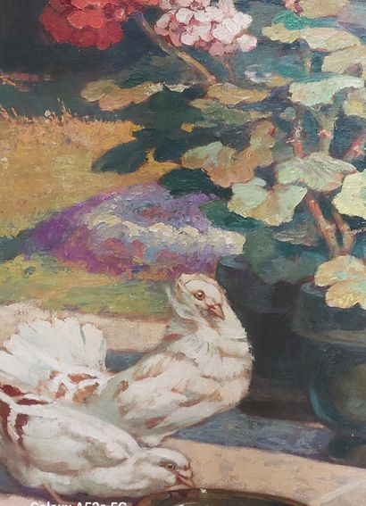Victor LHOMME (1870-1957)

Geranium and doves...