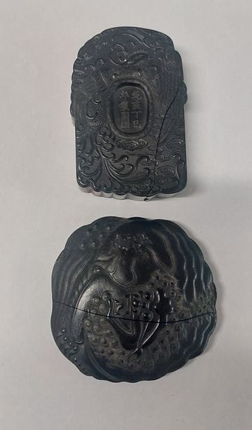China, 20th century,

Two inkstones, one...