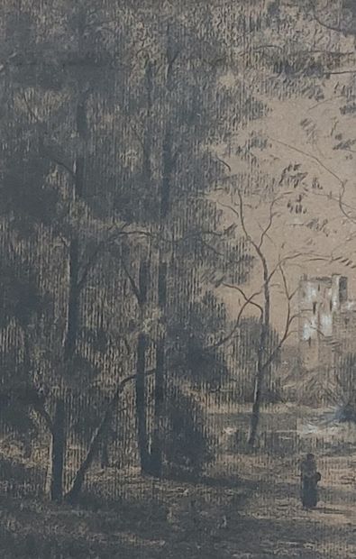 19th century French school 

Landscape 

Charcoal...
