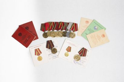 MILITARIA. Set of 10 Soviet MEDALS with pentagonal...