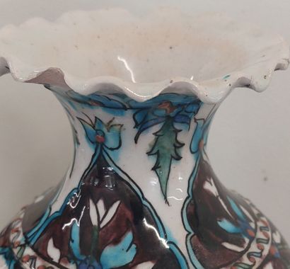 Pair of ceramic vases with blue and brown...