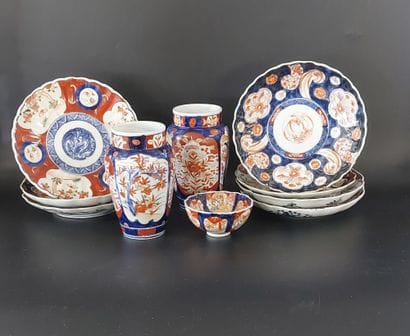 IMARI

Two vases, seven plates and a small...