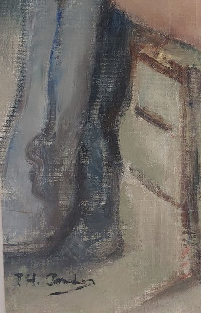 T.H. JONDON

Seated nude

Oil on canvas mounted...