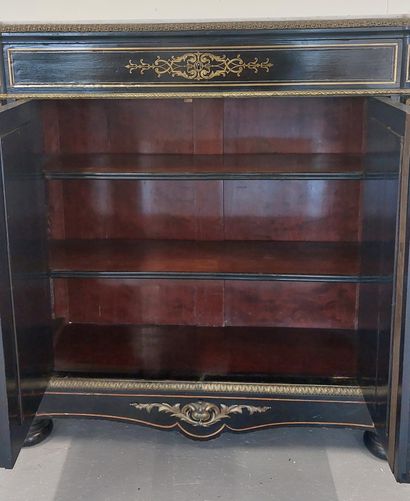 SUPPORT FURNITURE in blackened wood, brass...