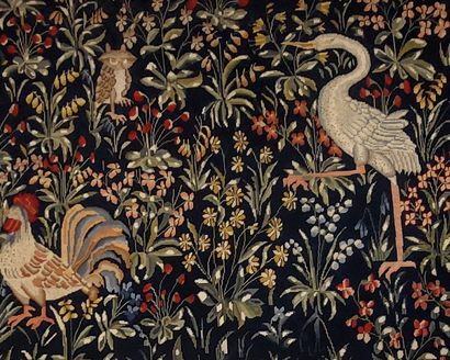 Small-stitch tapestry with animal motifs...