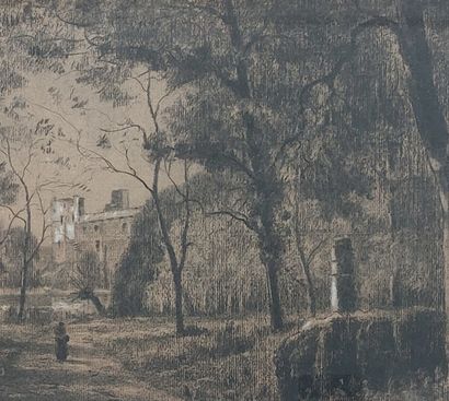 19th century French school 

Landscape 

Charcoal...