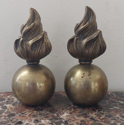 TWO bronze DOOR HOLDERS with flame decoration

H...