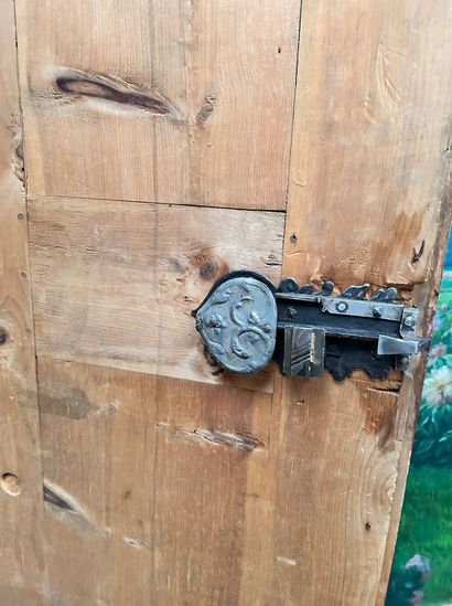 ARMOIRE DE MARIAGE en résineux repeint vert...