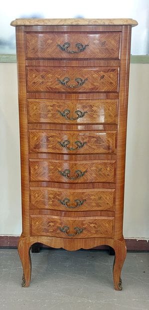 SEMAINIER with slightly curved front in marquetry...
